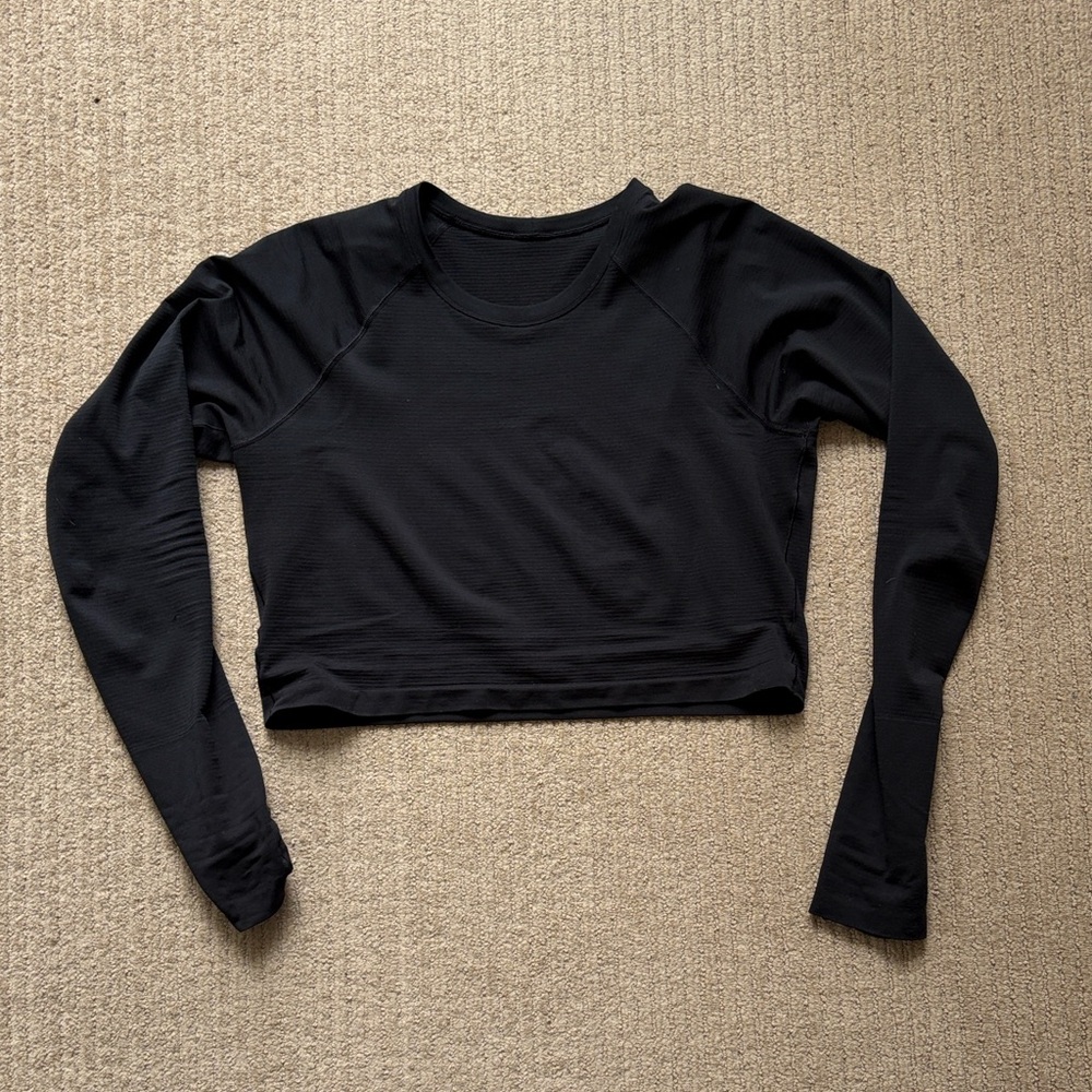 Lululemon Swiftly Tech Cropped Long-Sleeve Shirt 2.0, Black, size 10